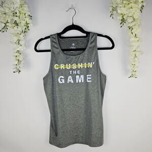 Strong Zumba Athletic Tank Top Gray Crushin the Game Large Gym Active Workout